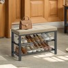 Shoe Bench, Storage Bench, Entryway Bench with Cushion, Shoe Shelf with Seat, Storage Organizer with Foam Padded Seat Linen Metal Frame - 4 of 4