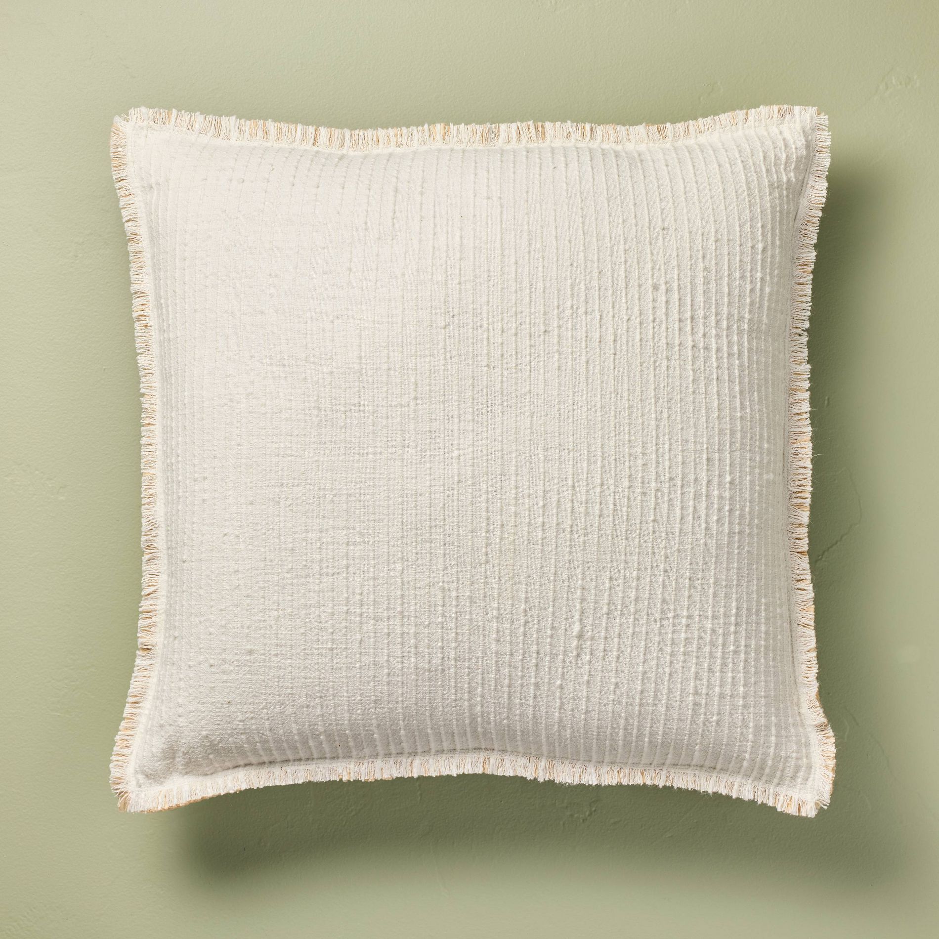 24"x24" Slub Striped Fringe Square Throw Pillow Sour Cream - Hearth & Hand™ with Magnolia