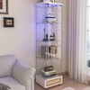 KTMBDW Glass Display Cabinet 4-Shelf with Door and Lock, Curio Cabinets Tempered Glass Floor Standing Bookshelf with Drawer for Bedroom, Living Room - 2 of 4