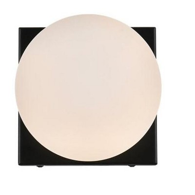 Elegant Lighting Jaylin 1 light Black and frosted white Bath Sconce