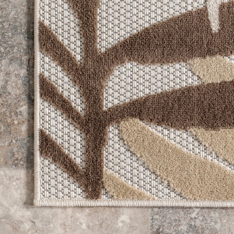 nuLOOM Molly Textured Tropical Leaves Indoor/Outdoor Area Rug Beige, 5 of 10
