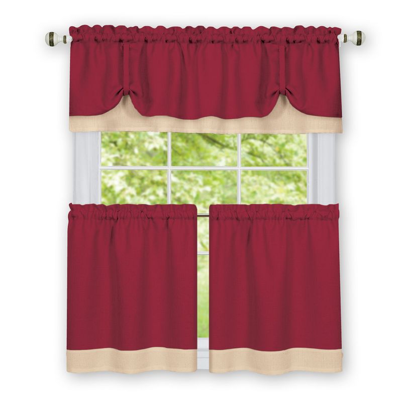Collections Etc Darcy Two-tone Rod Pocket Café Curtain Tiers -  2 Piece Set, 1 of 4