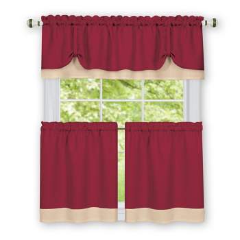 Collections Etc Darcy Two-tone Rod Pocket Café Curtain Tiers -  2 Piece Set