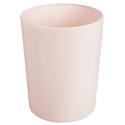 mDesign Small Round Metal 1.7 Gallon Trash Wastebasket/Recycling Can, Light Pink