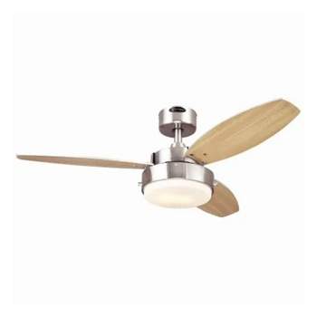 Westinghouse 42 Inch Alloy Ceiling Fan with Brushed Nickel Finish, Down Rod, and Reversible Blades for Tools and Home Improvement