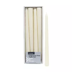 10" 12pk Unscented Taper Candles Cream - Made By Design™