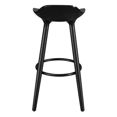 Noir Black Retro Chic Bar Stool with Metal & Wood Accents