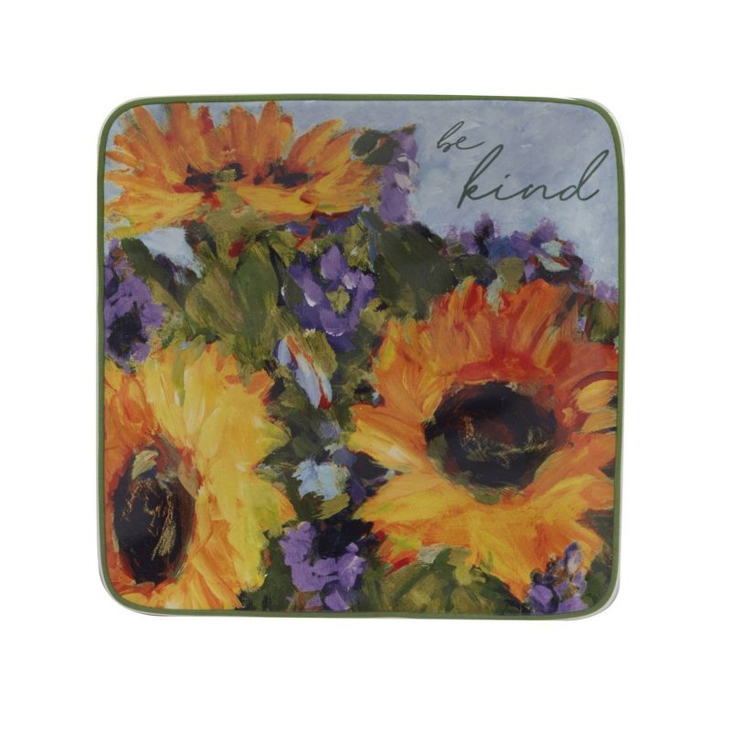 Set of 4 Sunflower Bouquet Assorted Canape/Dining Plates - Certified International, 4 of 7