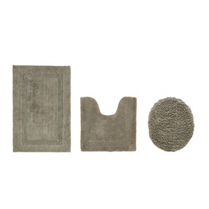 Lux Premium 100% Cotton  Ultra-Soft Tufted Solid Reversible 3 Piece Bath Rug Set, Water-Absorbent, Durable, Machine Washable Bathroom Rug - 1 of 4