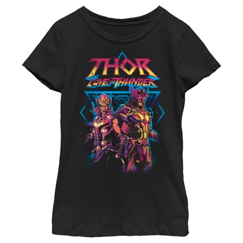 Girl's Marvel: Thor: Love and Thunder Distressed Main Characters T-Shirt - image 1 of 4