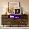 Acekool TV Cabinet with LED Lights, Power Outlets & 8 Drawers, TV Stand and Storage for 32-65 Inch TVs, Metal Frame, Wood Top - 3 of 4