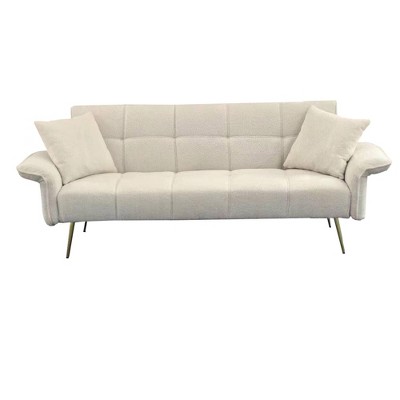 NicBex 70.1 Inch Teddy Fleece Sofabed,Convertible Futon Sofa with Adjustable Arms and Backrest for Living Room,Office,Apartment