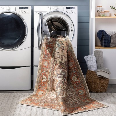 Amelie Blue 8'10"x12' Flat Woven Washable Wool Blend Rug