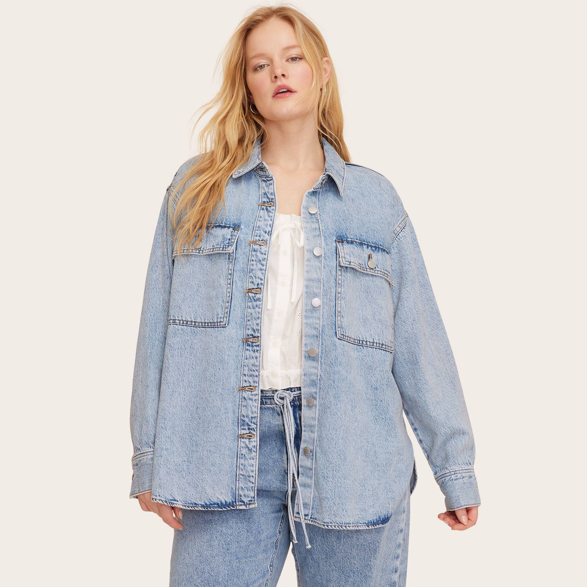 Women's Long Sleeve Denim Button-Down Shirt - Parke x Target Light Wash