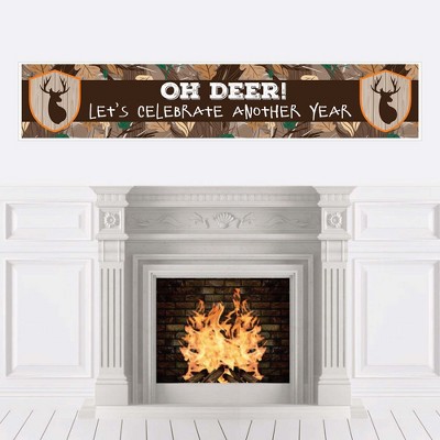 Big Dot of Happiness Gone Hunting - Deer Hunting Camo Happy Birthday Decorations Party Banner