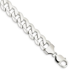 Black Bow Jewelry Men's 12.3mm Sterling Silver Solid Beveled Curb Chain Bracelet - 1 of 4