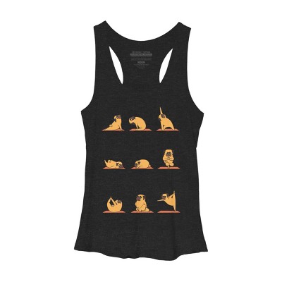 Women's Design By Humans Pug Yoga By huebucket Racerback Tank Top