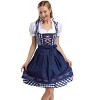 Traditional Dirndl  Dress Women's Square Neck Checkered Embroidery Short Sleeve Outfit - 3 of 4