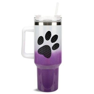 Elanze Designs Duo Diamond Puppy Dog Pawprint 40 oz. Stainless Steel, Large Water Bottle Coffee Mug, Spill & Leak Resistant, Thermal Travel Tumbler