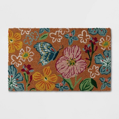 1'6"x2'6" All Over Floral Coir Doormat Blue/Natural - Threshold™