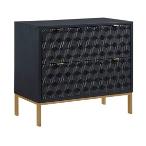 Teressa Mid-Century Modern 2 Drawer Storage Accent Chest Black/Gold - Treasure Trove: MDF & Iron, Living Room Cabinet - 1 of 4