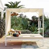 Outdoor Patio Sunbed Daybed, Upholstered Patio Bed With Cushions, Adjustable Seats, Middle Cup Holder Balcony, Poolside, Garden - 2 of 4