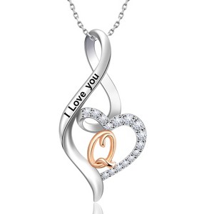 Molenia Heart Initial Necklace for Women, 925 Sterling Silver Heart Letter Pendant Necklace for Her, Fine Jewelry Necklace Gifts for Her Wife Women - 1 of 4