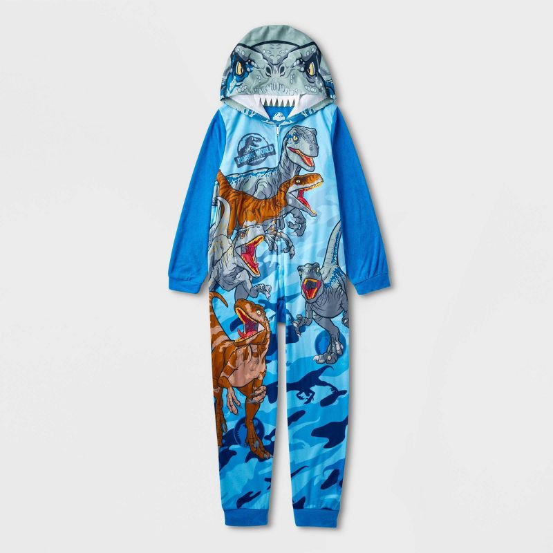 Boys&#39; Jurassic World Blanket Sleeper Pajama Set - Green 8, 1 of 4