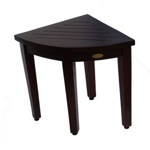 DecoTeak® SnazzyCorner® 18" Teak Wood Shower Corner Stool in Woodland Brown Finish - Target Plus Brown 23"L x 16"D x 18"H - 1 of 4