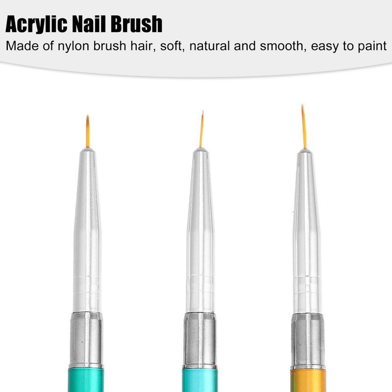Unique Bargains Double Ended Nail Art Brushes 3 Pcs Nail Design Tool Kit Including Nail Liner Brush and Nail Dotting Pen, 3 of 7