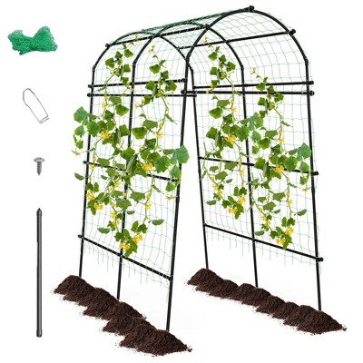 Costway 7.5FT Garden Arch Trellis Outdoor Plant Support Archway for Climbing Vine Flower