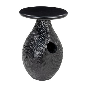 HomeRoots 20" Black Solid Wood Round Pedestal End Table - 1 of 4