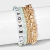 Striped Semi-Precious Ciao Bella Beaded Bracelet Set 5pc - Universal Thread™ Gold/Light Green - 2 of 4