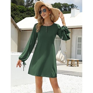 Ribbed Knit Dresses Fall Dress Long Sleeve Holiday Dresses Outfits Crew Neck Casual Winter Dresses - 1 of 4