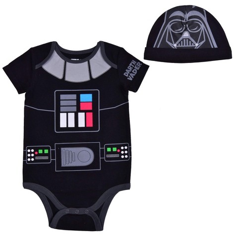 salaris brandstof priester Star Wars Baby Boy's Darth Vader Short Sleeve Creeper With Character Cap,  Black, Size 12m : Target