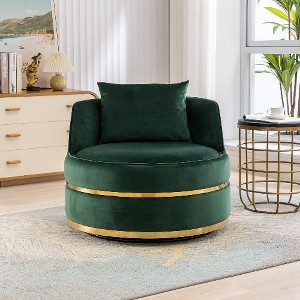 CAVINAS 360 Degree Swivel Chair, Velvet Accent Chair, Modern Upholstered Barrel Chair with Seat Cushion for Living Room, Bedroom, Office, Apartment - 1 of 4