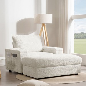 NicBex Oversized Faux Rabbit Fur Sofa Bed with Storage Ottoman & Cup Holders,Upholstered Sleeper Chair for Living Room,Bedroom - 1 of 4