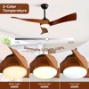 52 inch Solid Wood Ceiling Fan with Lights and Remote Low Profile Outdoor Indoor Modern 3 Blade Ceiling Fan for Living Room Bedroom Farmhouse Patio - 2 of 4