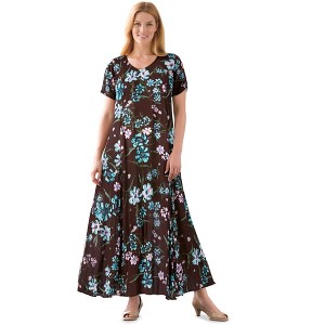 Woman Within Plus Size Short-Sleeve Crinkle Dress - 1 of 4