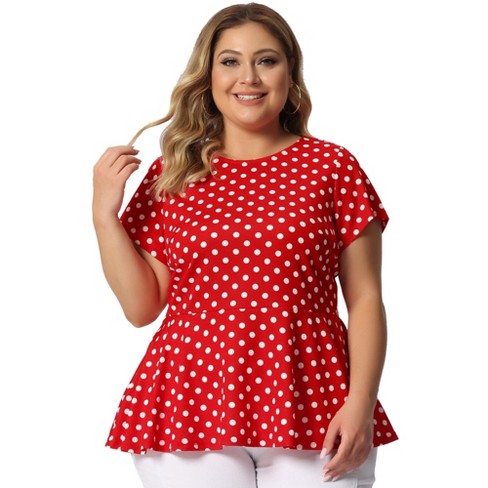 Red plus cheap size peplum top