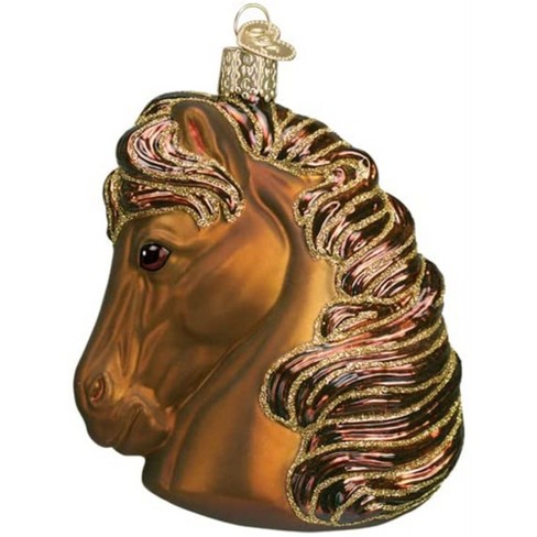 Old World Christmas Blown Glass Ornament for Christmas Tree, Brown Horse Head - image 1 of 3