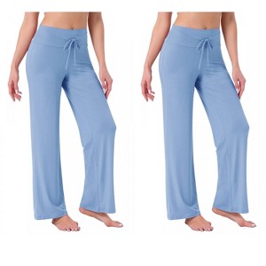 INSPIRE CHIC Women's 2 Pcs Pajama Pants Wide-Leg Casual Lounge Yoga Drawstring Bottoms - 1 of 4