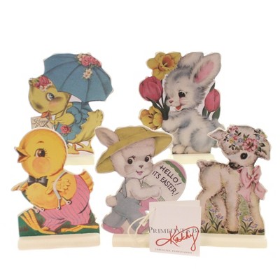 Easter 4.75" Retro Easter Stand Ups Bunny Chicks Lamb  -  Decorative Figurines