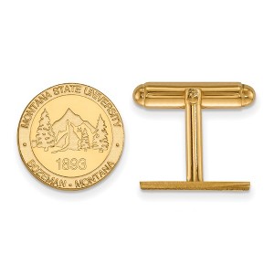 Black Bow Jewelry 14k Yellow Gold Montana State Bobcats NCAA Cuff Links - 1 of 3