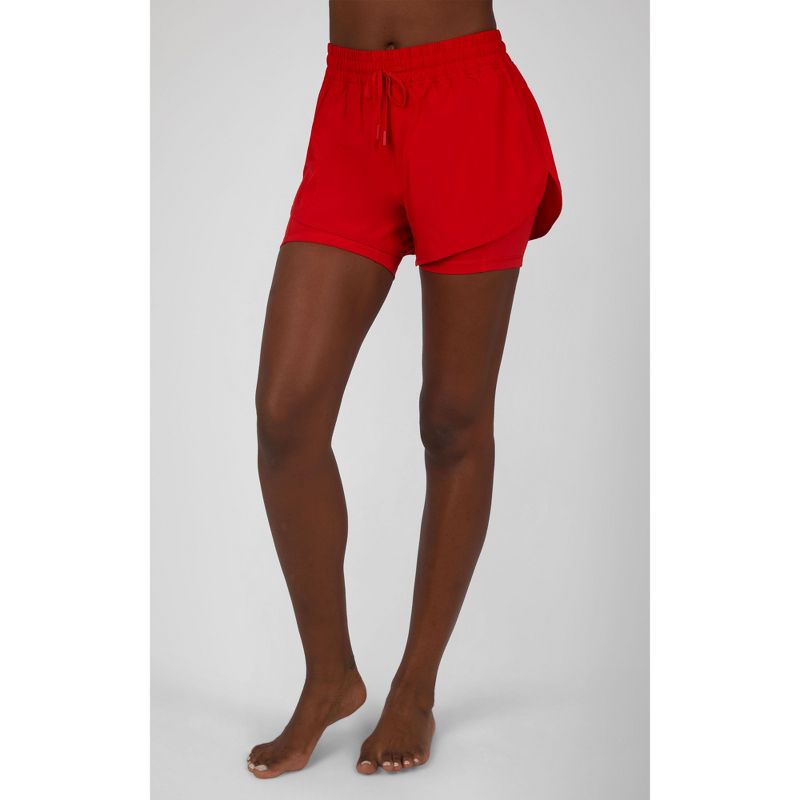 90 Degree By Reflex Womens Lux 2-in-1 Running Shorts with Drawstring, 1 of 4