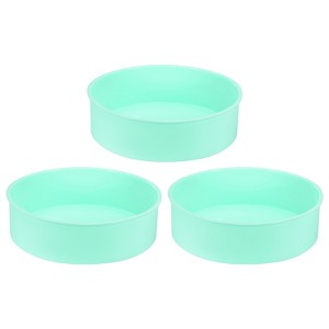Unique Bargains Nonstick Quick Release Silicone Baking Round Cake Pans 3 Pcs - 1 of 4