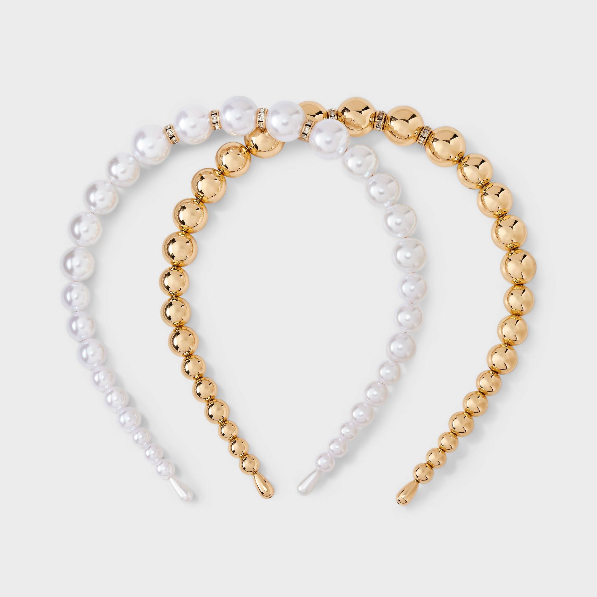 Beaded Headband 2 pk - A New Day™ Pearl/Gold