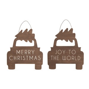 Transpac MDF Holiday Truck Hanging Decor Set of 2 Christmas Wall Art Home Decorations for Festive Cheer - 1 of 1