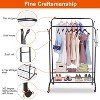 NewHome"Garment Rack with 2 Hanging Rails, 2 Shelves, 4 Wheels & Hooks for Clothes, Shoes & Accessories"Black White - 4 of 4