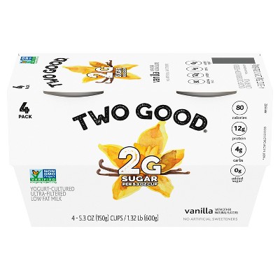 Two Good Low Fat Lower Sugar Vanilla Greek Yogurt - 4ct/5.3oz Cups_2